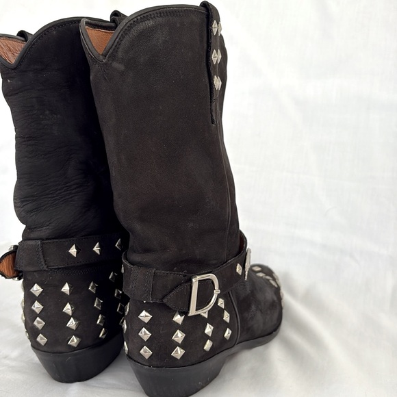 Donald J. Pliner Vero Cuoio Black Suede Silver Studded Western Boots Women’s 7 - Picture 4 of 10